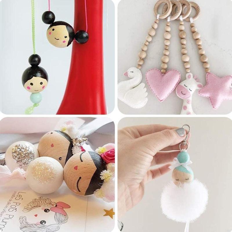 T8We 10 PCS Kerstmis houten kraal sneeuwpop houten kraal winter houten kraal losse ambacht houten kraal ronde kraal voor winter