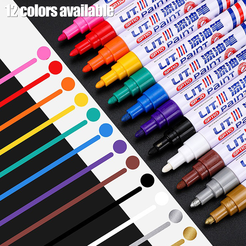 Penna per vernice per riparazione graffi auto Penna per riparazione vernice per ritocco ad asciugatura rapida Pennarello per pneumatici per ruote impermeabile Penne per pittura per rimozione graffi automatici