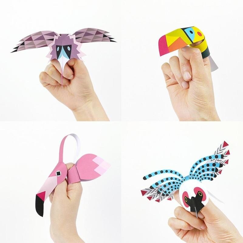 5pcs/set Hand Made Diy Paper Model Birds Handmade Diy Educational Toys Activity Baby Parent-child Vingerpoppetjes A5K4