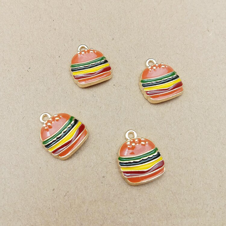 10pcs enamel hamburger charms chips charm for jewelry making and crafting earring charm pendant