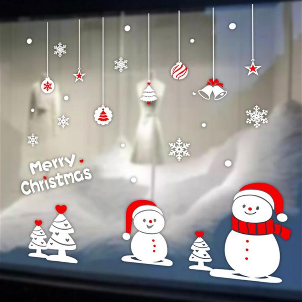 Kerstversiering Glazen Statische Stickers Christmas Party Home Kerst Cartoon Diy Sneeuw Sneeuwvlok Window Stickers # J7: 1