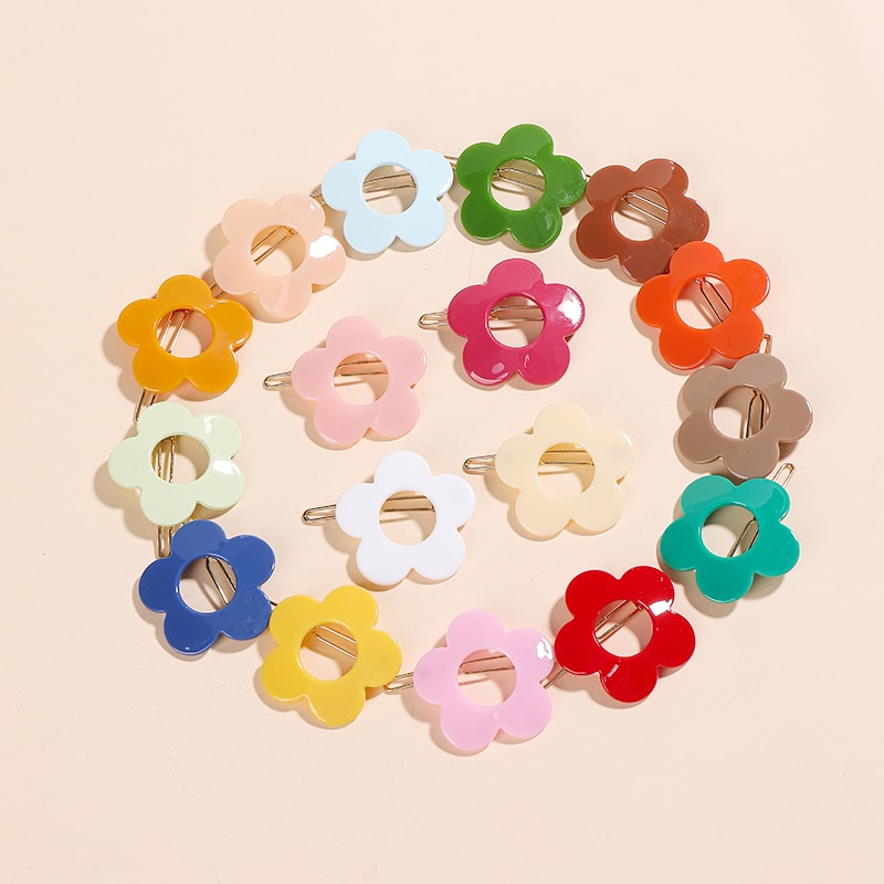 13 färg fancy akryl godis ihålig blomfärg hår groda clips grepp tillbehör för barn flickor