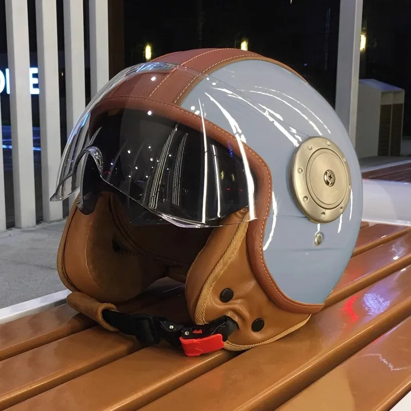 Elektrische Motorrad Intelligente Bluetooth Helm Warme Gehörschutz Motorrad Retro Stil Helm Drei-viertel Halb Helm: Black
