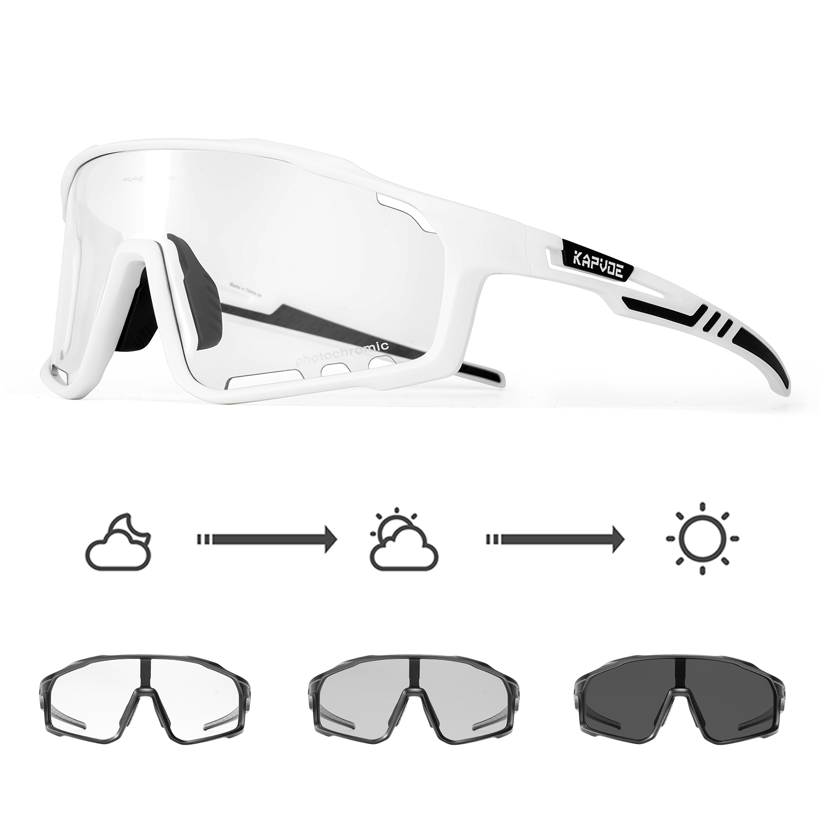 Kapvoe Photochromic Sunglasses Men's Women Sports Cycling Glasses Road Running Goggles MTB Bike Bicycle Mtb Eyewear For Driving