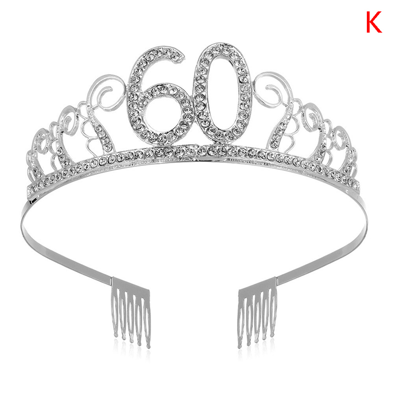 30 40 50 syntymäpäiväjuhlien koristelu aikuisten kristalli tekojalokivi tiara prinsessakruunu: K