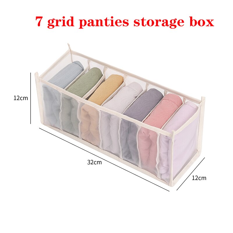 Sous-vêtements boîte de rangement Placard Organisateur Pliable Sous-Vêtements Organisateurs de Stockage de chaussettes Diviseurs Tiroir Organisateur Garde-Robe organisateur: Beige 7 Grid