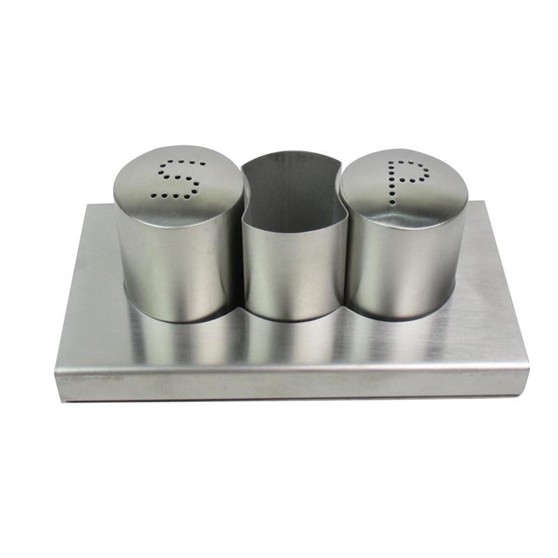 Stainless Steel Condiment Tank Salt Pepper Shaker Seasoning Set Bottle Seasoning Kitchen Jar: C