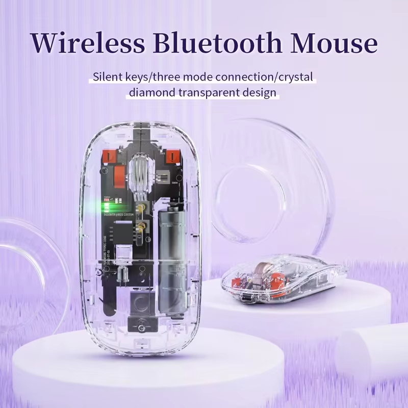 Xiaomi Bluetooth Drahtlose Maus Transparent Drei-modus Leucht Licht Computer Spiel Maus Stille Wiederaufladbare Für PC Laptop
