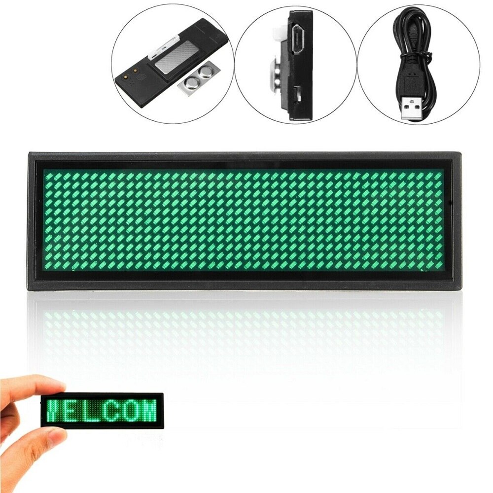 Led Tag Sign Badge Module 15 Display Languages Mini LED Digital Display Rechargeable Programmable Name Badge Durable Scrolling: A