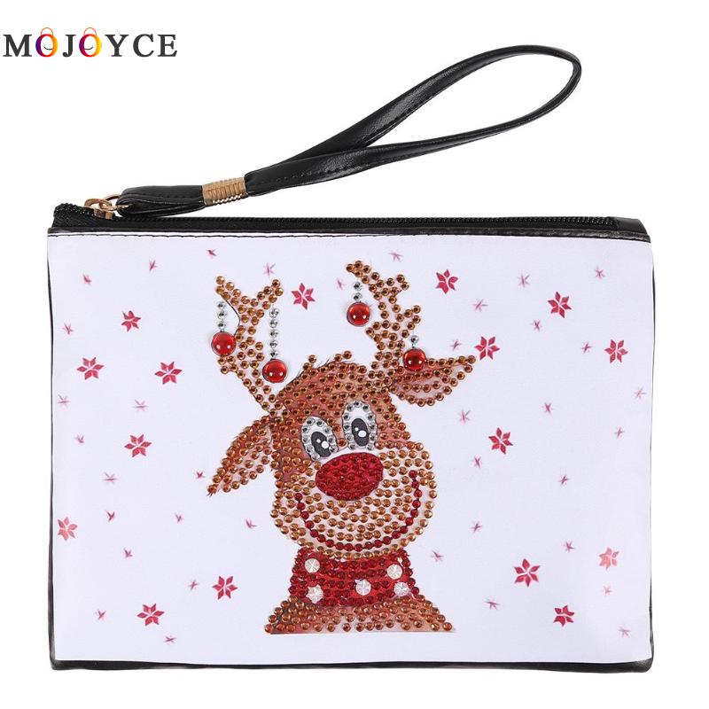 Women Wristlet Bags DIY Special Shaped Diamond Painting Zipper Wallet Women Clutch Coin Purses: Elk