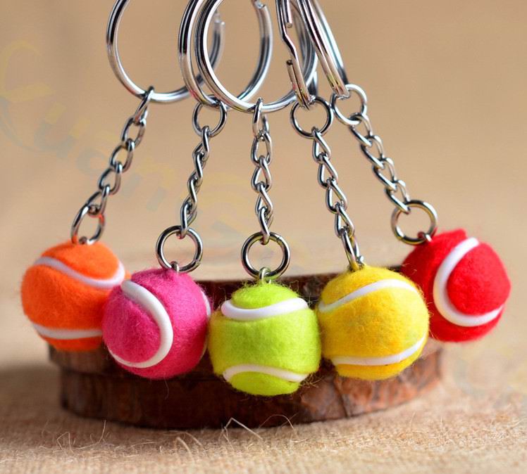 plastic basketball Bag Pendant Mini basketball Keychain men car key rings Sports Souvenir party favor School birthday: tennis