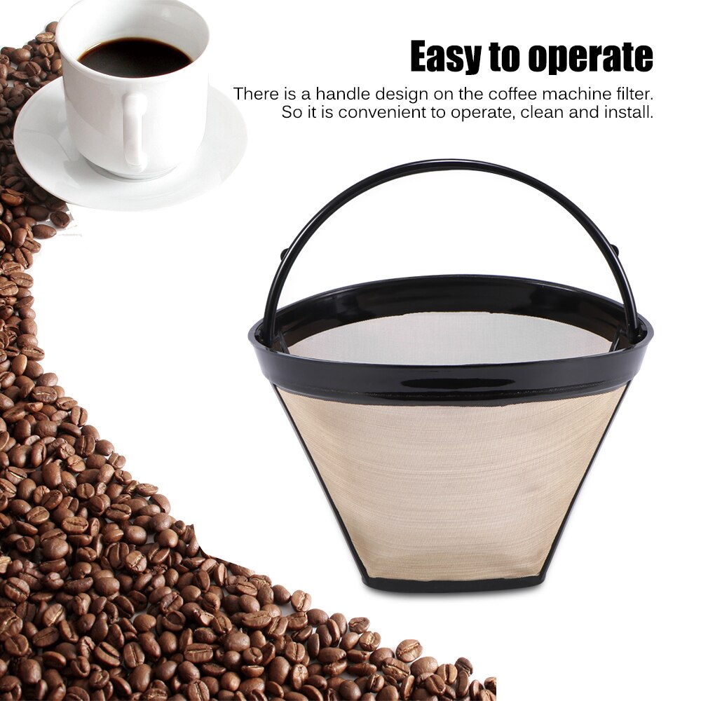 Wasbare Handvat Koffie Filter Rvs Herbruikbare Koffie Filter Kegel-Stijl Navulbare Gold Mesh Cafe Maker Machine Tool