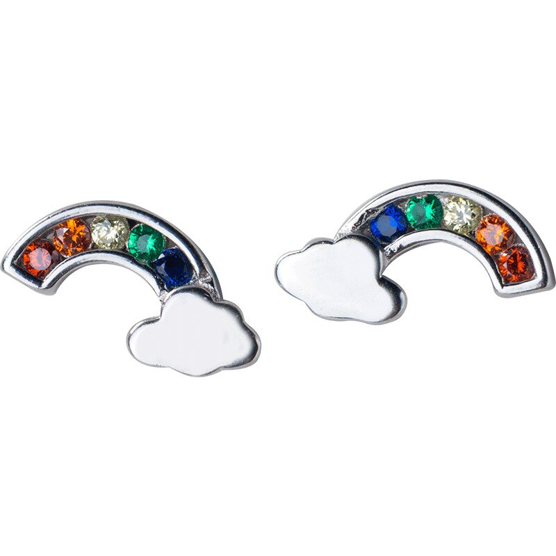 INZATT Real 925 Sterling Silver Cloud Zirkoon Rainbow Stud Oorbellen Voor Elegante Vrouwen Partij Leuke Fijne Sieraden Accessoires: Default Title