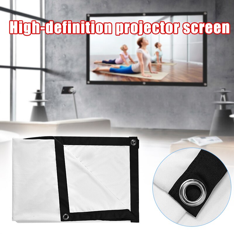 16:9 Projection Projector Canvas Screen Home Office Movie Manual Pull Down Wall Mounted HKS99