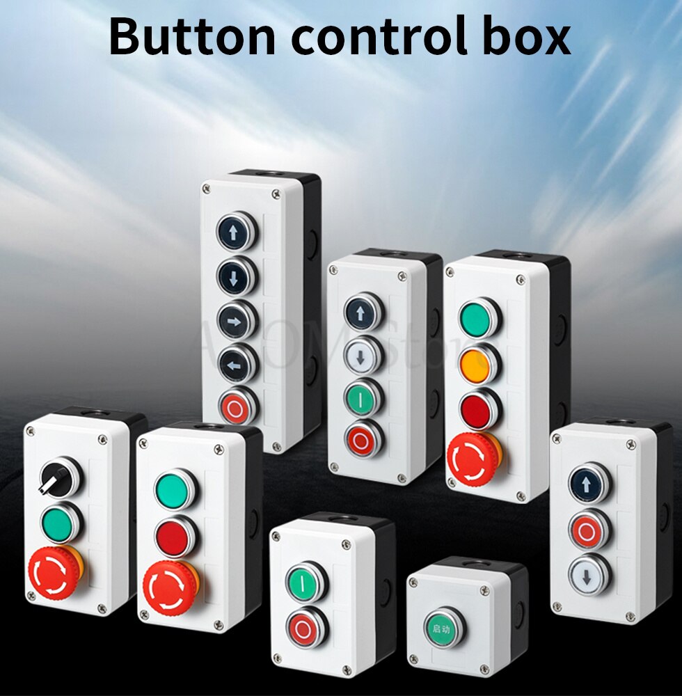 Button switch control box emergency stop waterproof button indicator box plastic start electric box