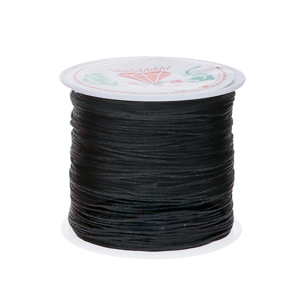 45m/ rollen kleurrijke beginners nylon chinese knoop armband handwerk koord draad macramé diy kralen koord koord gevlochten koord: Zwart