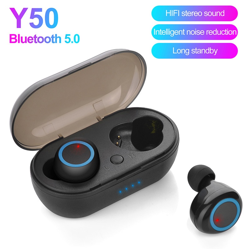 Y50 Tws Bluetooth Oordopjes 5.0 Draadloze Headphons Oordopjes Oordopjes Stereo Gaming Headset Met Opladen Doos Voor Telefoon