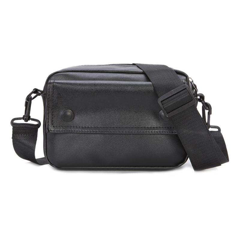 Effen schoudertas dames crossbody tas pu leer effen kleur brede schouder handtas: Zwart