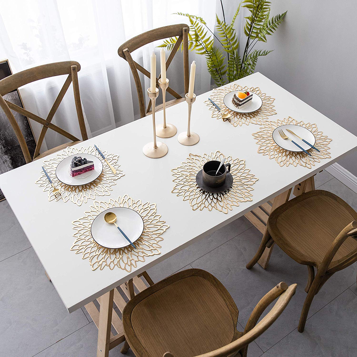 1 sølv guld dækkeserviet vaskbar vinyl spisebord til bryllup bord dækkeserviet oplader