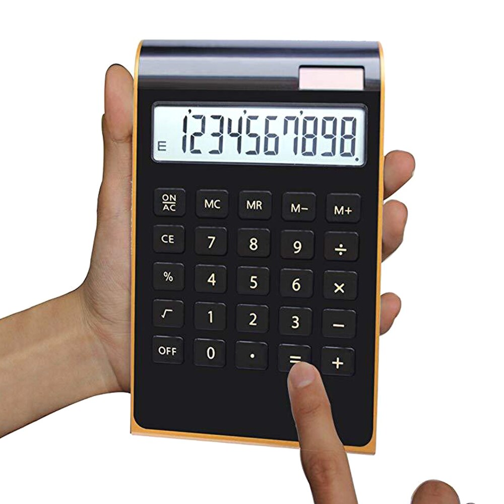 10 Digits Large LCD Display Desktop Calculator Ultra-thin Solar Energy & Button Battery Dual Power Basic Counter for Home Office