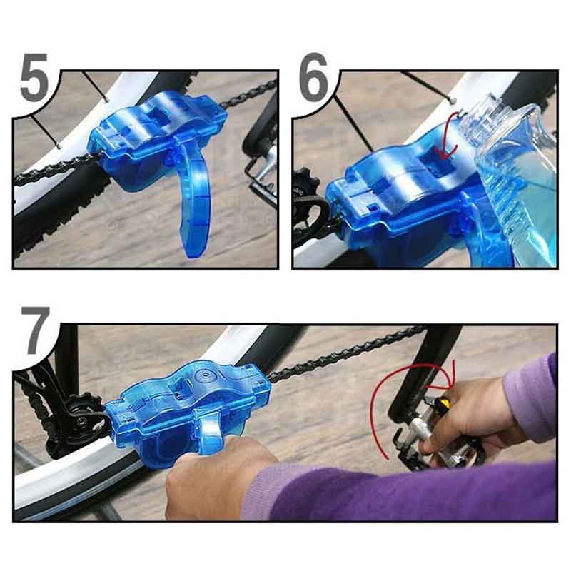 Cykel kedjetvätt rengöringsborste verktyg bärbar cykel biltvätt rengöring kedja verktygssats tillbehör