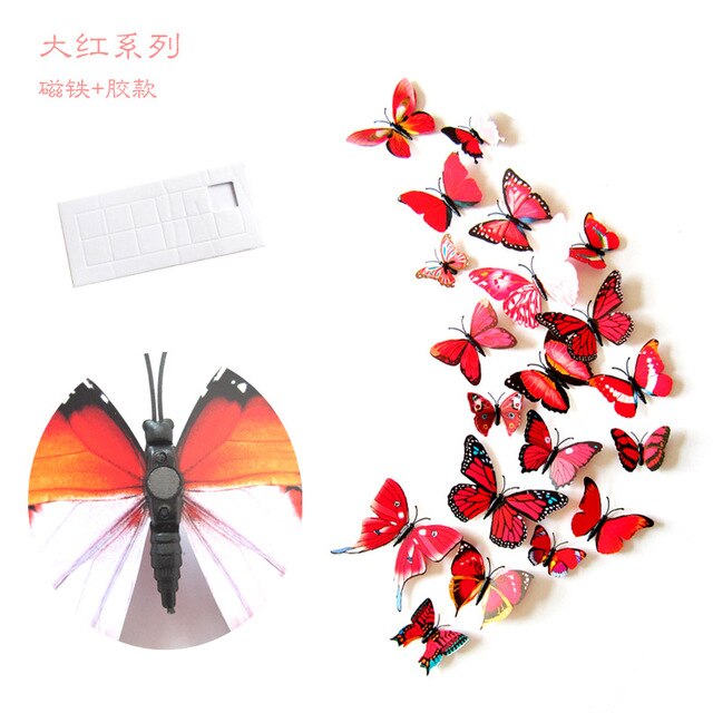12PCS/Lot Garden Colourful Butterfly Decorative Stakes Wind Spinners Garden Decorations Simulation Butterfly: Orange