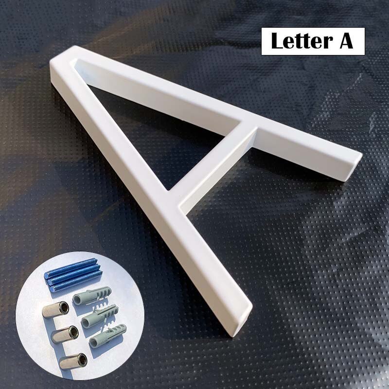 125mm White Floating House Numbers Doorplate Letters Metal Address Sign Plate Outdoor Street Door Plaque Number For Home Mailbox: Letter A