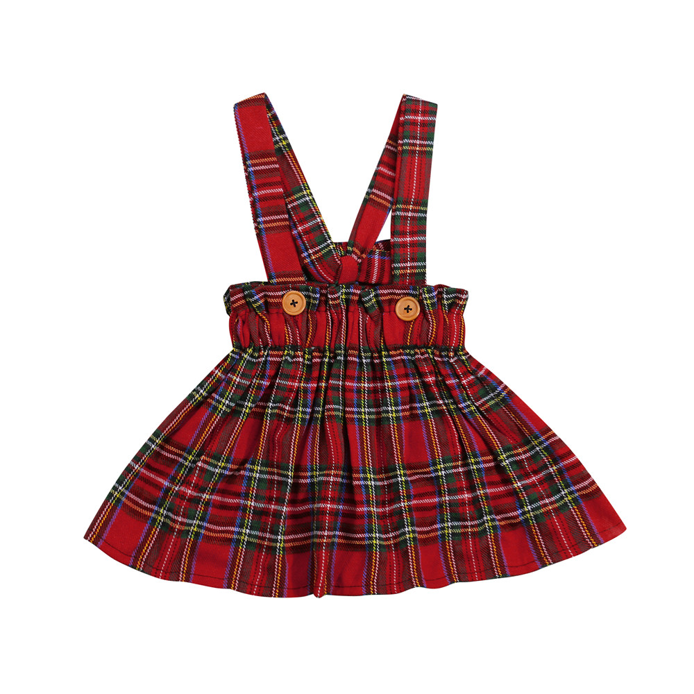 Peuter Kids Festival Kostuum Lente Herfst Casual Strap Rokken Baby Meisje Kerst Rode Plaid Jarretel Rok Pasgeboren Baby 0-4Y: 4T