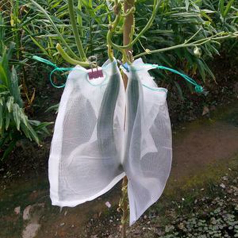 10pcs Multi Size 40Mesh Garden Plant Vegetable Fruit Protect Drawstring Net Bag Against Insect Pest Bird Safe Nettings