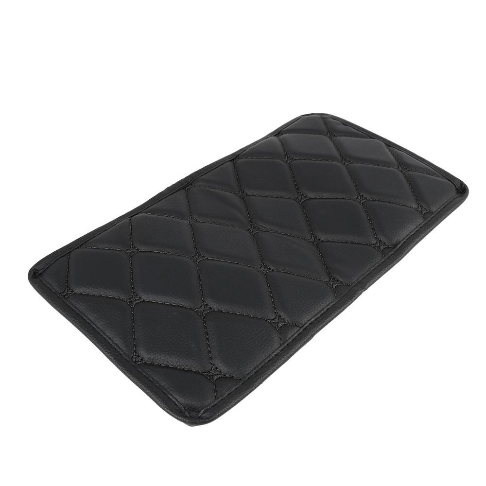 Tapis d'accoudoir universel intérieur de voiture en cuir, boîte de rangement pour accoudoir, Console centrale automobile, couverture étanche, 29x17cm: Black