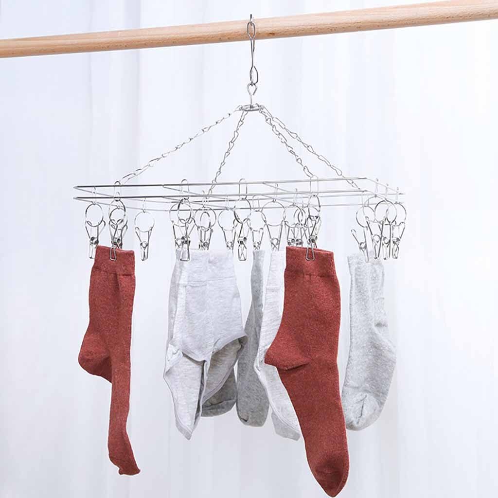 20 Peg Metal Sock Clothes Hanger Proof Airer Dryer Underwear Drying Rack Stainless Steel Fasteners Clothes Drying Rack Hanger