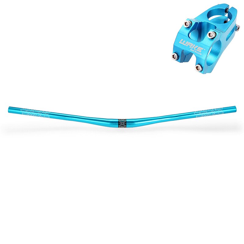 WAKE Ultralight Aluminum Alloy MTB Handlebar Mountain Bike Handle Bar Bicycle Cycling Flat Bar 780MM Anodized Handlebar: Blue with Stem