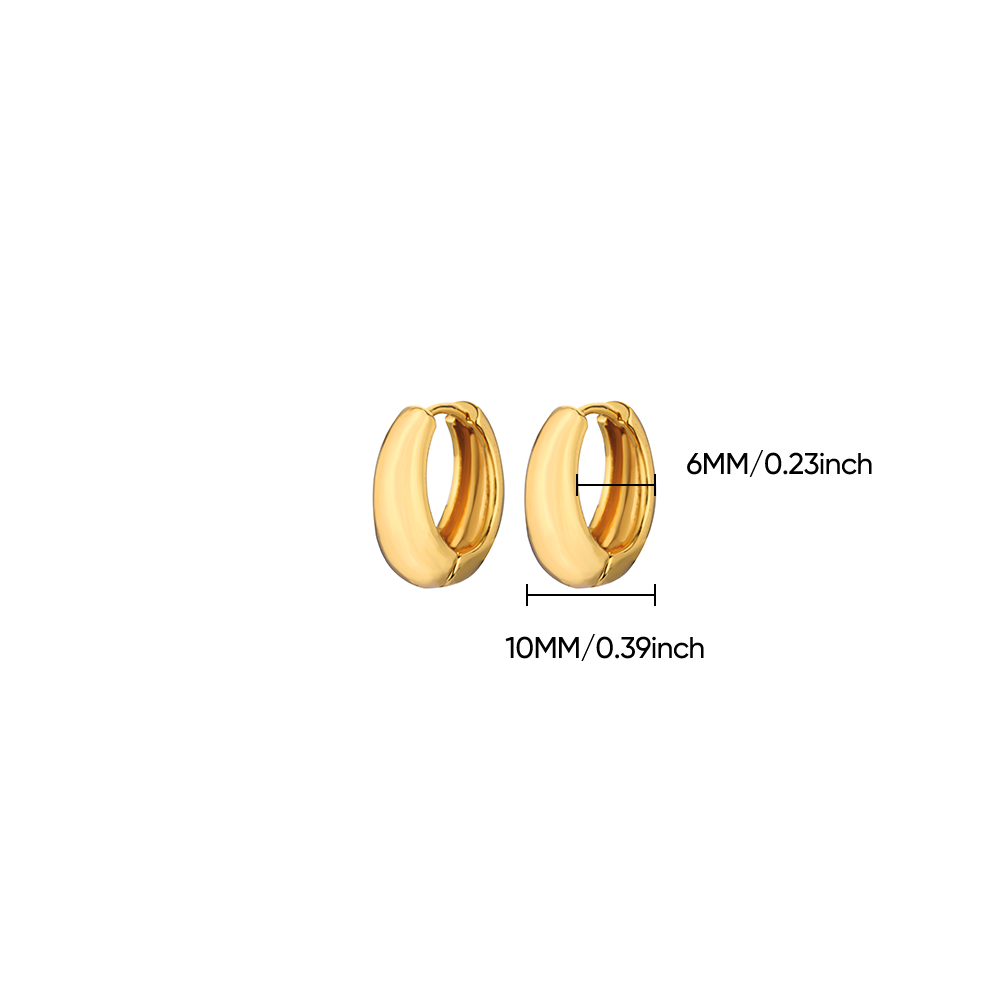 Pendientes de aro clásicos para mujer, Pendientes gruesos de acero inoxidable de Color dorado, tendencia 2025, nuevos en Pendientes minimalistas, aretes de joyería: Color amarillo dorado claro