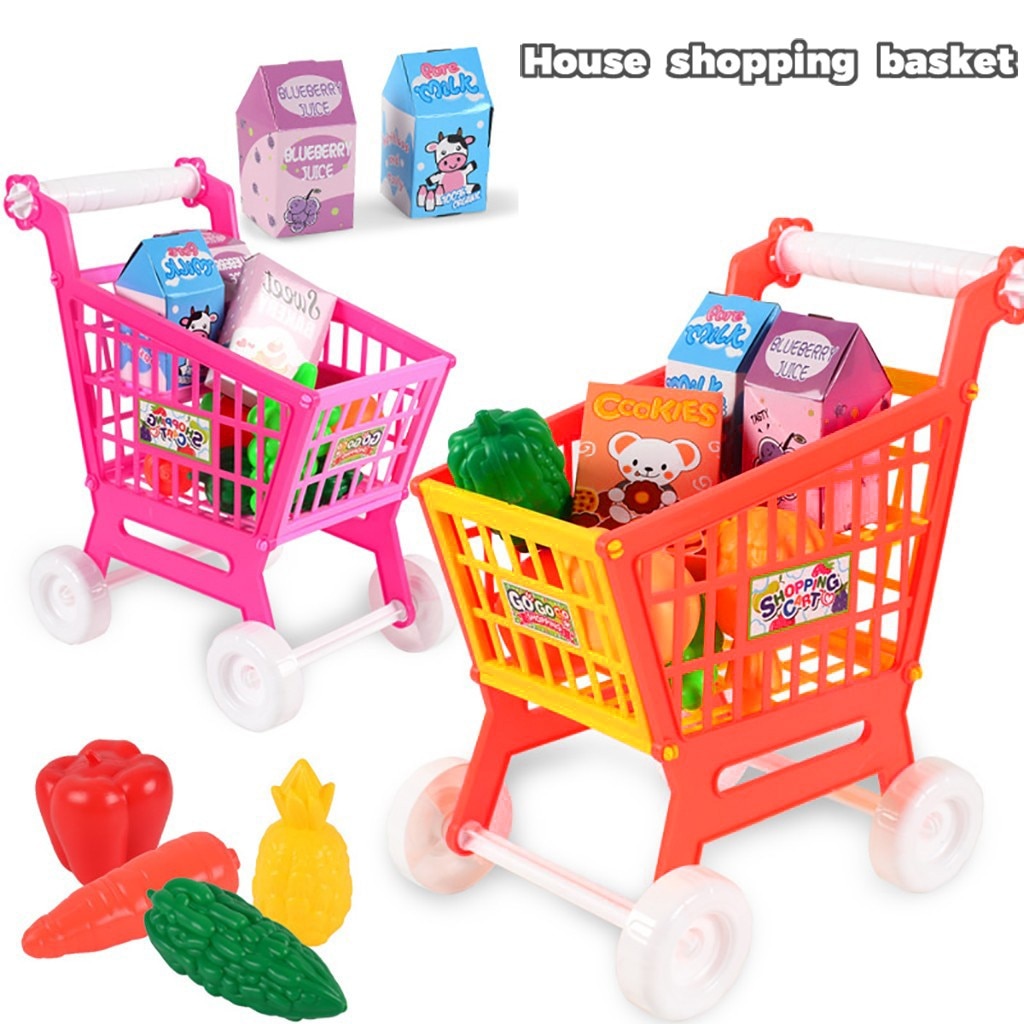 Trolley Op Denim Shanks Lege Supermarktmand. Plaats Voor Kruidenierswaren in Een