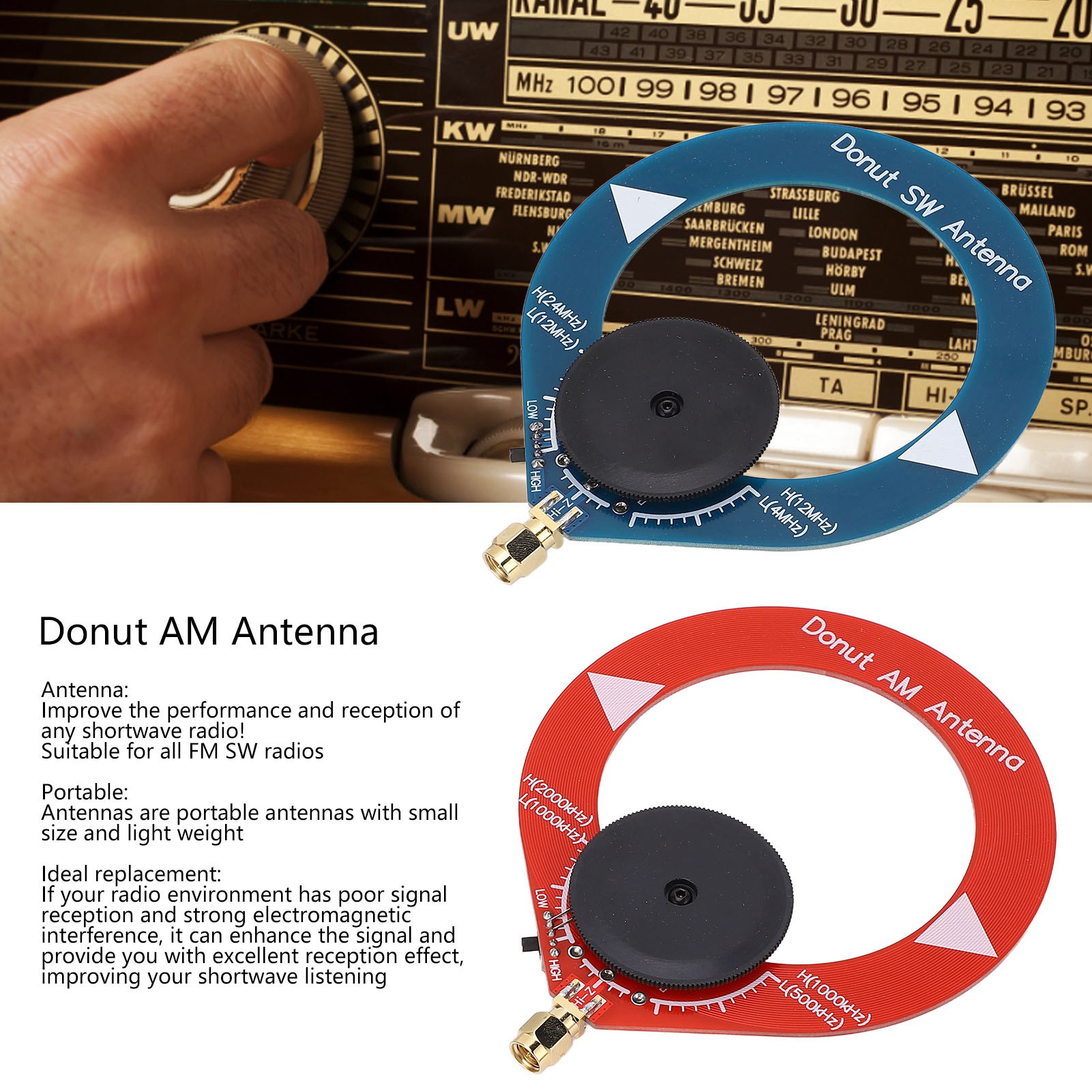 Donut Am Mw Sw Antenne Anti Interferentie Draagbare Mini Loop Antenne Voor Kortegolf Radio Mini Lus Antenne Donut Am Antenne
