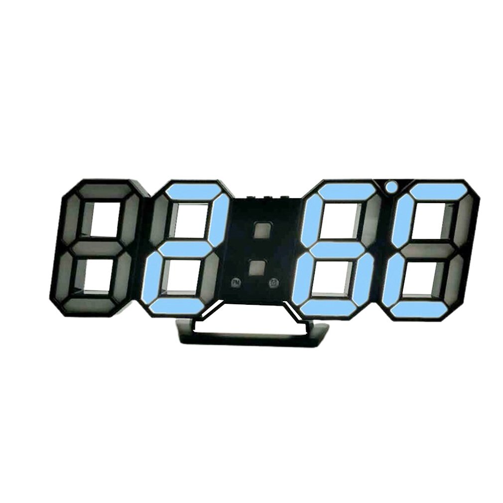 3D Electronic LED Wall Clock Modern Voice Control Digital Table Nightlight Display Hanging Alarm Clock Home Living Room Decor: Blue
