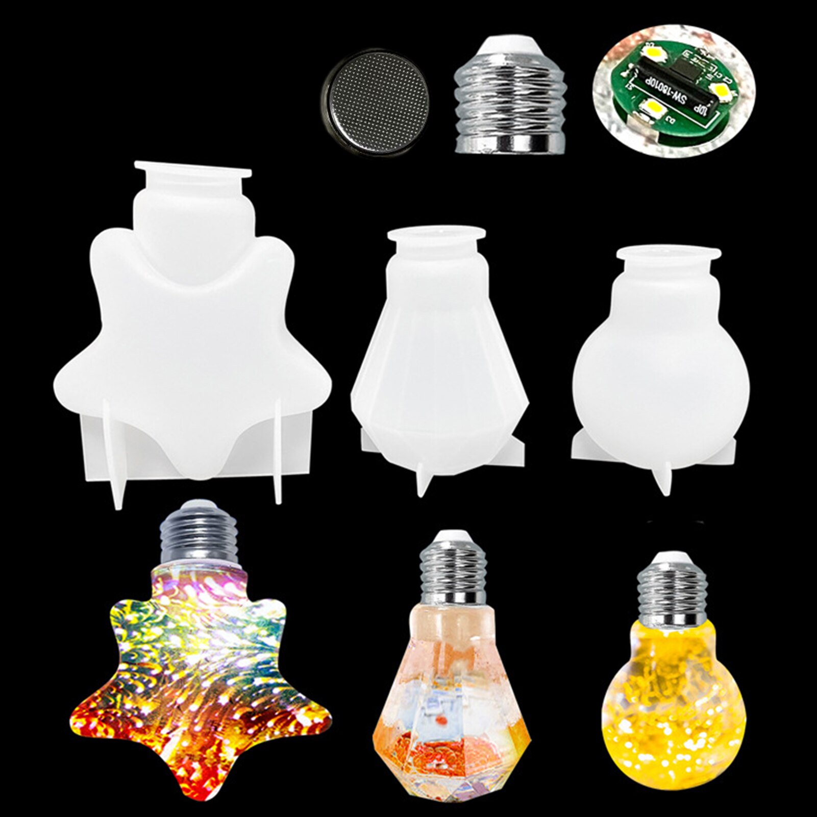 DIY Light Bulb Resin Mold Light Bulb Epoxy Mold Mirror Surface Light Bulb Mold Crystal Light Bulb Decoration Mold