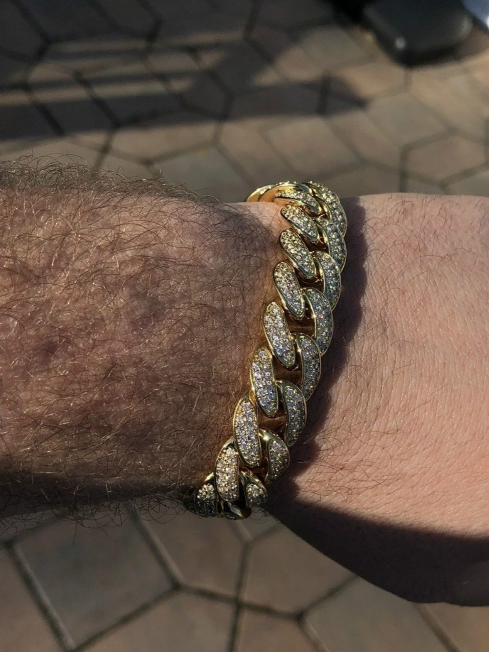 HipHop Men Iced Out Cuban Link Bracelet Simulated Diamonds Bracelet Cuban Links &amp; Chains Alloy Bracelet for Bangle Male Jewelry