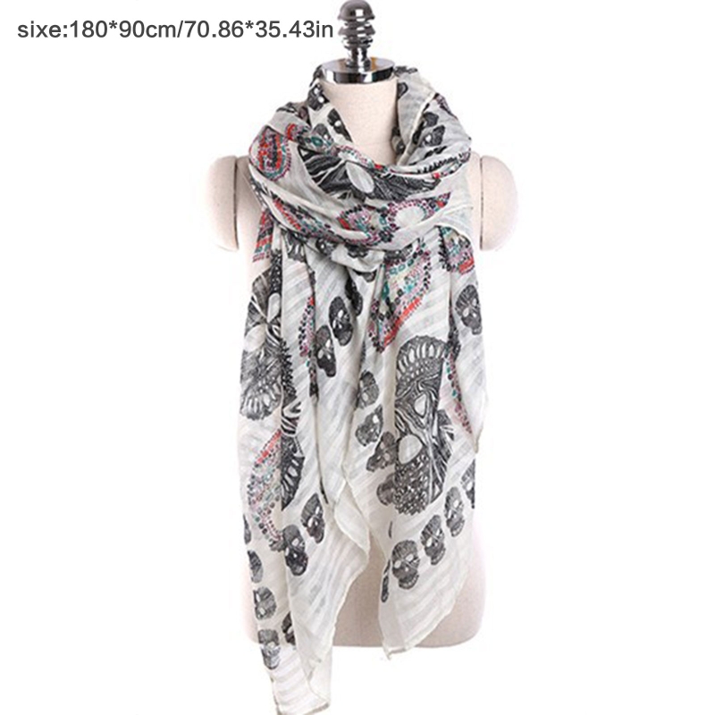 U90E Tudung Hijab Skull Pattern Muslim Hijab Voile Scarf Muslim Hijab Scarf Style Scarf