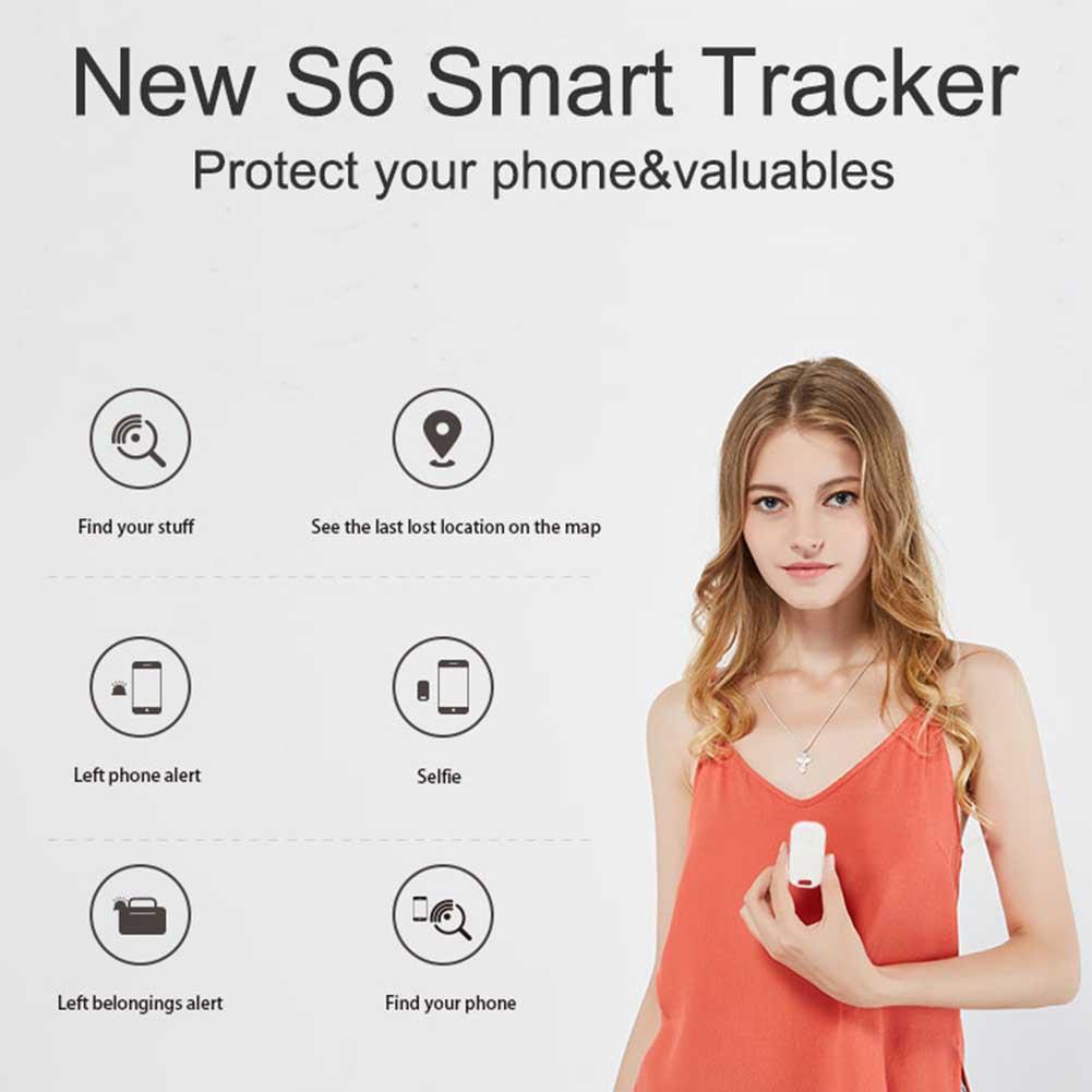 S6 Smart Key Finder Smart Tracker Bluetooth Tracker Portable Luggage Wallet Key Tracking Device Compatible for iOS9.0/Android9.0