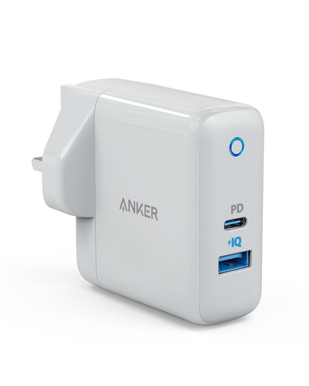 Chargeur USB C Anker, chargeur mural PowerPort Speed + Duo avec Port d'alimentation 30W pour iPhone,iPad Pro,MacBook,Galaxy et plus encore: UK Plug