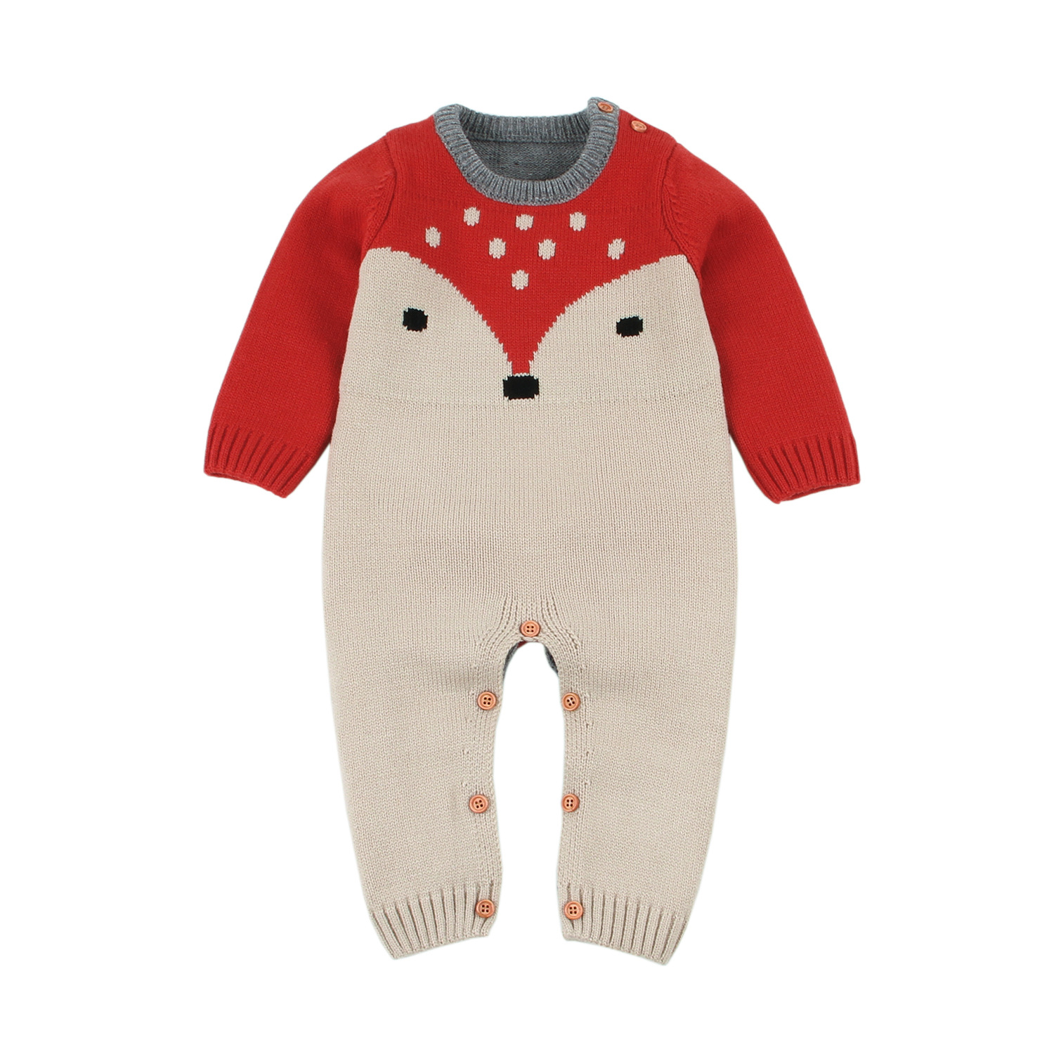 Baby stricken Strampler Cartoon Fuchs Gestrickte herbst Neugeborenen Jungen Overalls Kleidung winter Langarm Kleinkind Pullover Kinder Insgesamt