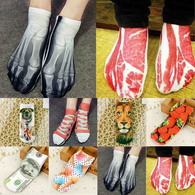 Chaussettes 3D drôles nouveauté Bacon doux imprimé Art cheville chaussettes porc dollars viande chaussettes
