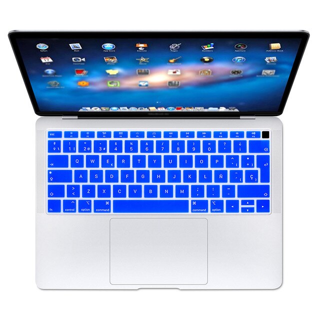 Spanish EU Teclado Keyboard Protector Cover Protective Skin For Apple MacBook Air 13 13.3 Inch A1932 Touch Fingerprint: Dark Blue