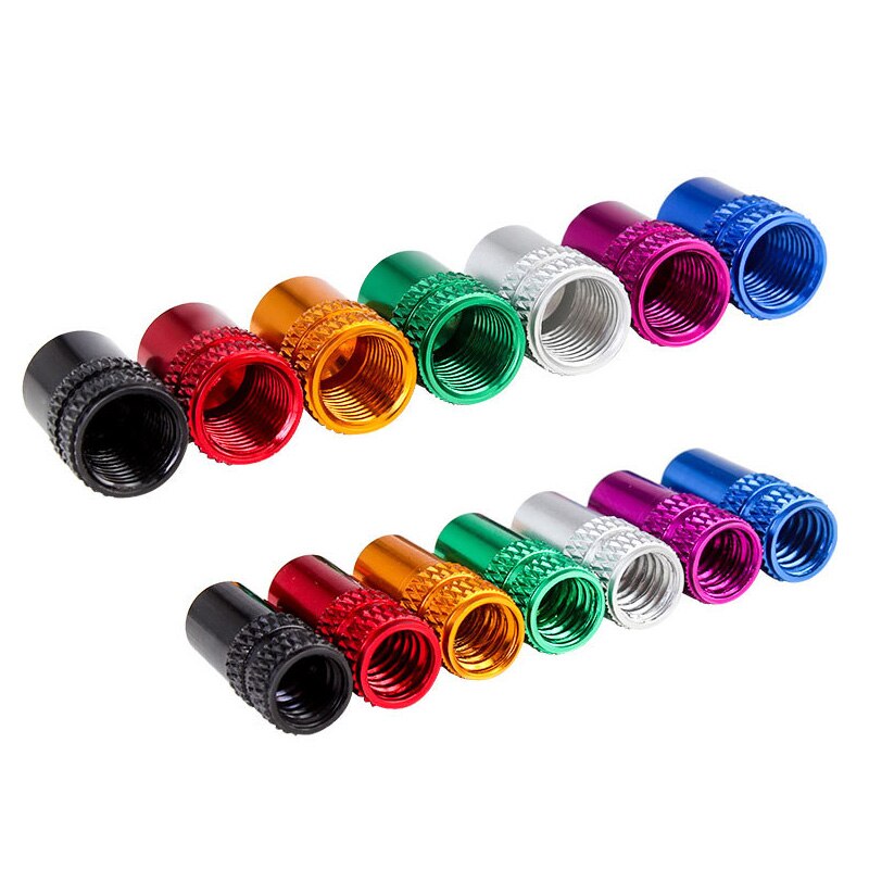 Fahrrad Reifen Ventil Kappe Aluminium Schrader/Presta Ventil Kappe Fahrrad Reifen Kappen Mit Vakuum Reifen Gesetz Mund Mutter Radfahren zubehör 2Pcs