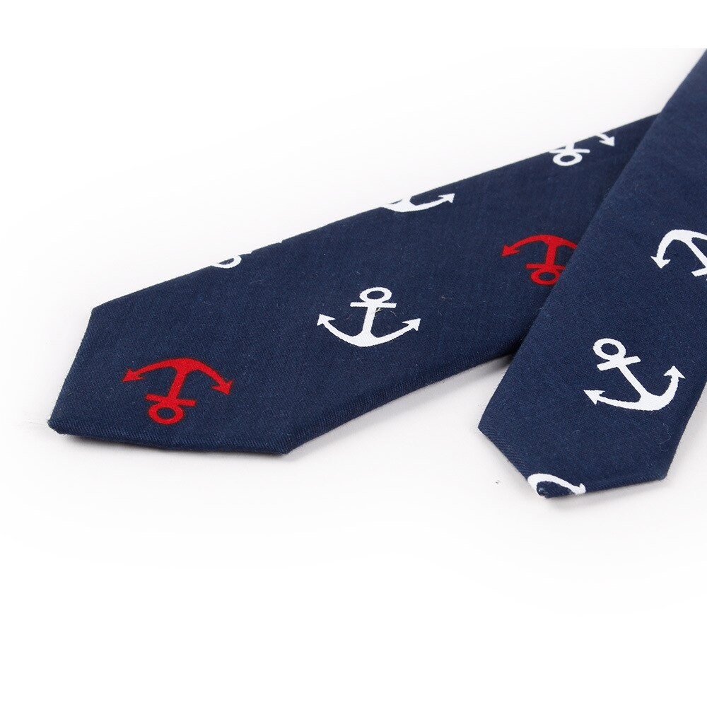 Moda kotwica krawat męska bawełna cienki krawat na garnitury wesele krawaty krawaty dla mężczyzn granatowy mężczyźni wąskie marki Gravatas