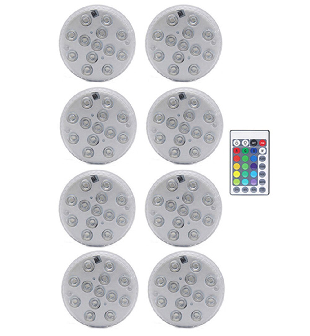 mise à niveau Aimant RVB Lumière Submersible IP68 13LEDs Sous-Marine Lampe De Nuit Extérieure Vase Bol Étang Piscine Décoration Lampe: 8 lamp 1controller
