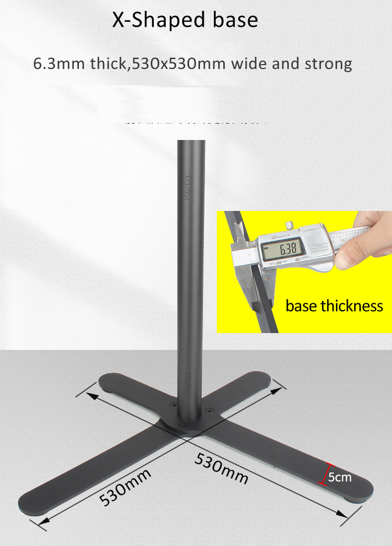 DL-X02-920D X Shape base big height adjustable160cm 150cm double 10"-27" monitor floor stand 360 rotate full motion