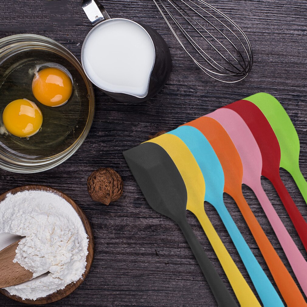 7 colores utensilios de cocina para hornear espátula de silicona cuchara para mezclador de helados mantequilla pastel espátula de pastelería Espátulas para galletas