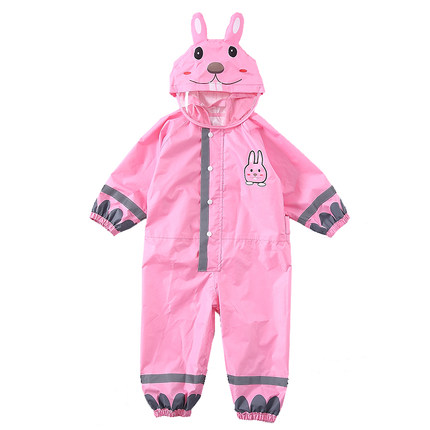 Kocotree 3-9 Jaar Oude Kinderen Cartoon Kikker Regenkleding Waterdicht Hooded Regenjas Uitloper Kamp Poncho Kids Regen Jumpsuit: Rabbit / L